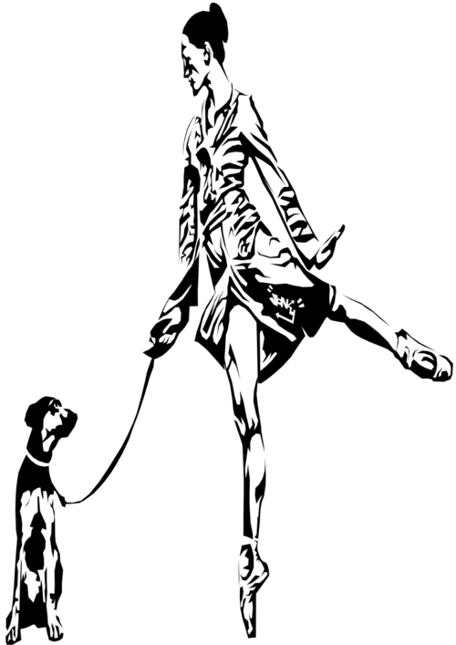 ballerina and dog t-shirt design