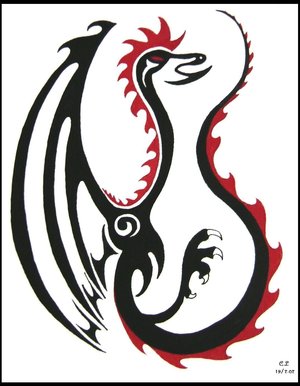 red and black dragn tattoo