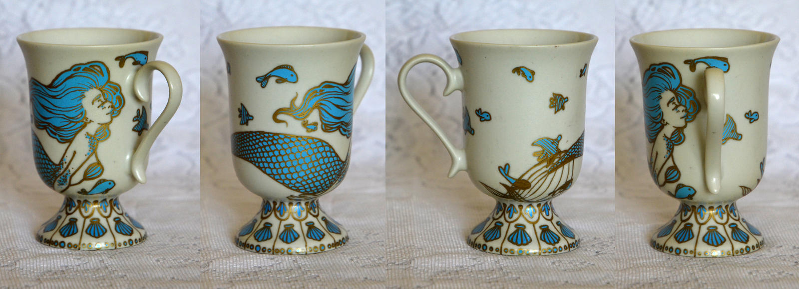 Fancy Teal and Gold Mermaid Mug