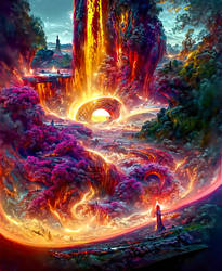 Awakened surging flame inside of vortex of thought