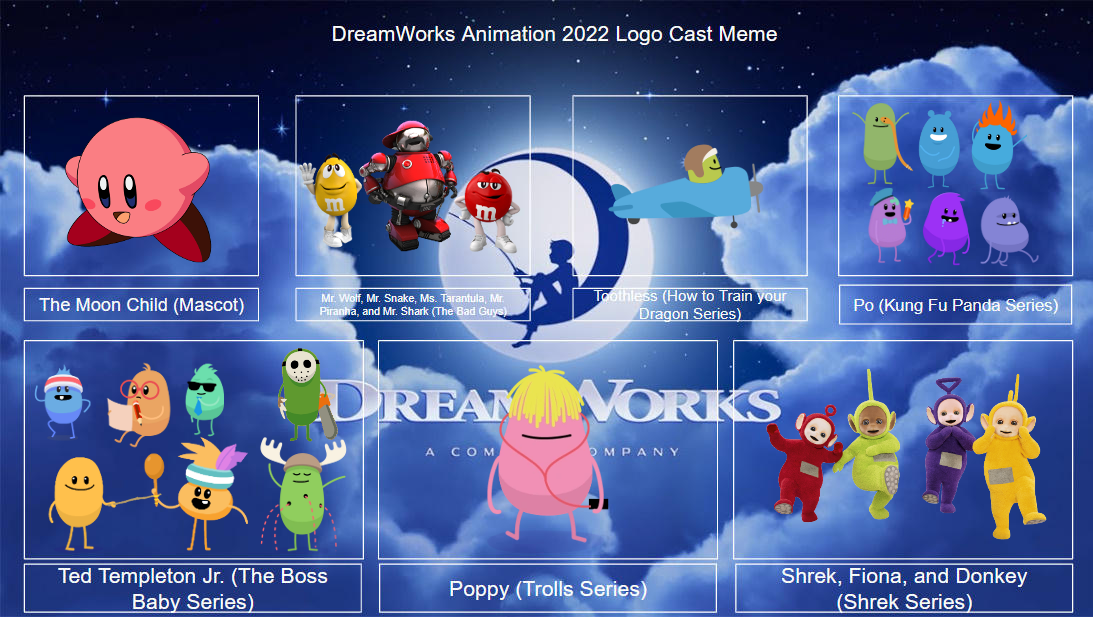 Dreamworks Intro Rigs My OWN DreamWorks 2022 Intro Sequence Cast by KirbyStarWarrior123 on ...