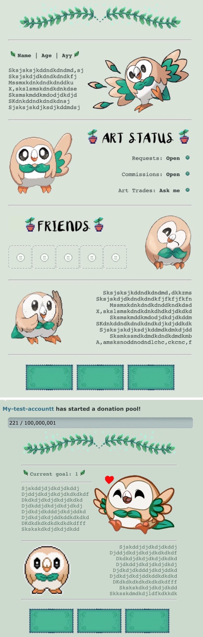 Rowlet Custombox and Pointbox Codes