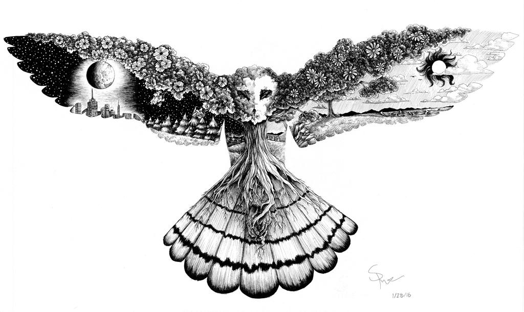 Celestial Owl by Ink-River