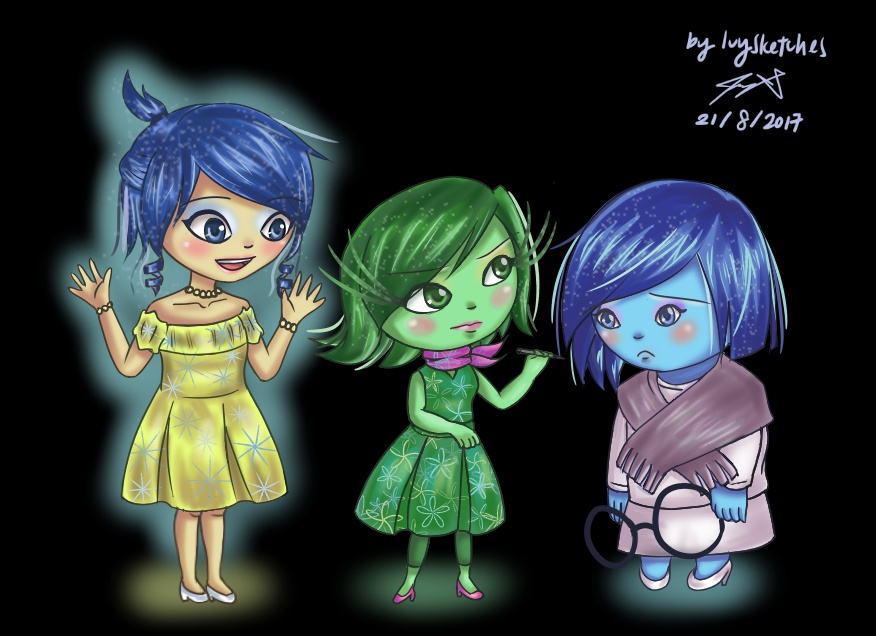 Joy Sadness and Disgust (Art Request) by ppeach444