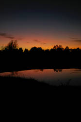 backyard sunset over pond