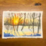 Winter scene in watercolor