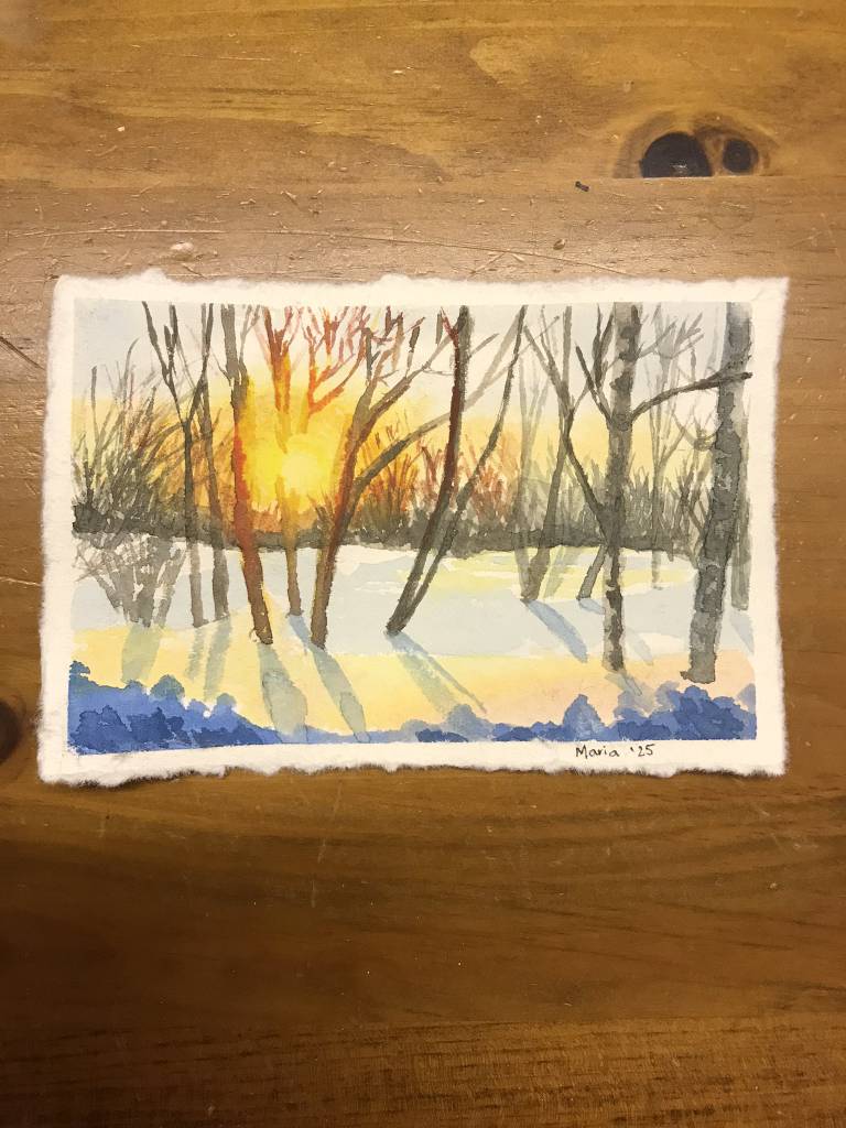 Winter scene in watercolor