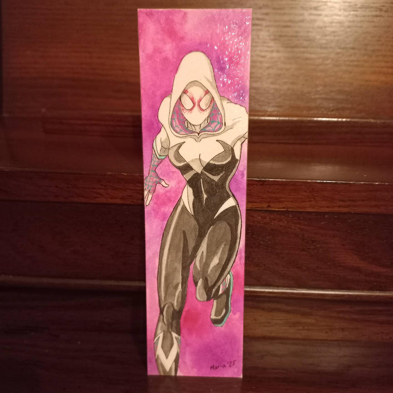 Gwen Stacy hand painted watercolor bookmark