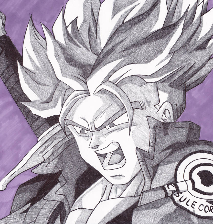 Trunks DBZ Pen Drawing by demoose21 on DeviantArt Trunks DBZ Pen Drawing by demoose21 on DeviantArt