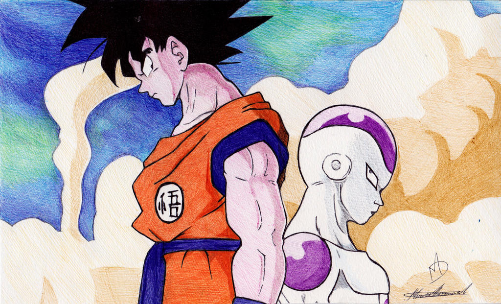 Goku vs Frieza Ballpoint Pen Drawing by demoose21 on DeviantArt