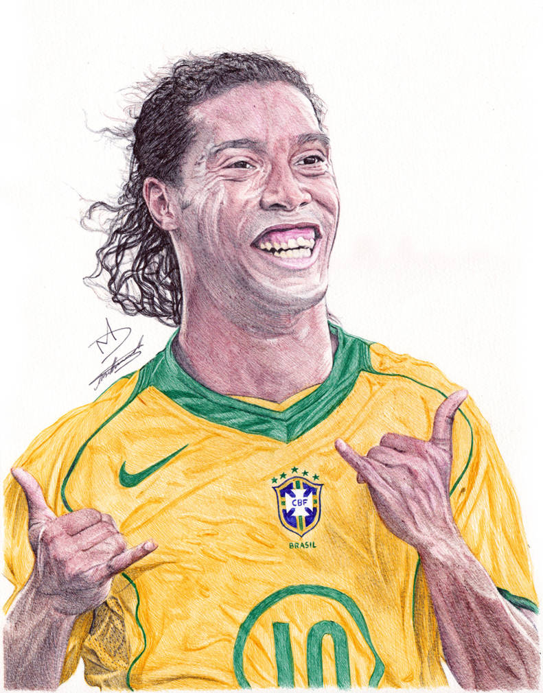 Ronaldinho Ballpoint Pen Drawing - Demoose Art By Demoose21 On Deviantart