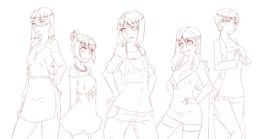 Group poses Line by rika-dono on DeviantArt