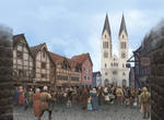 Medieval town scene by KristinaGehrmann