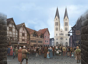 Medieval town scene