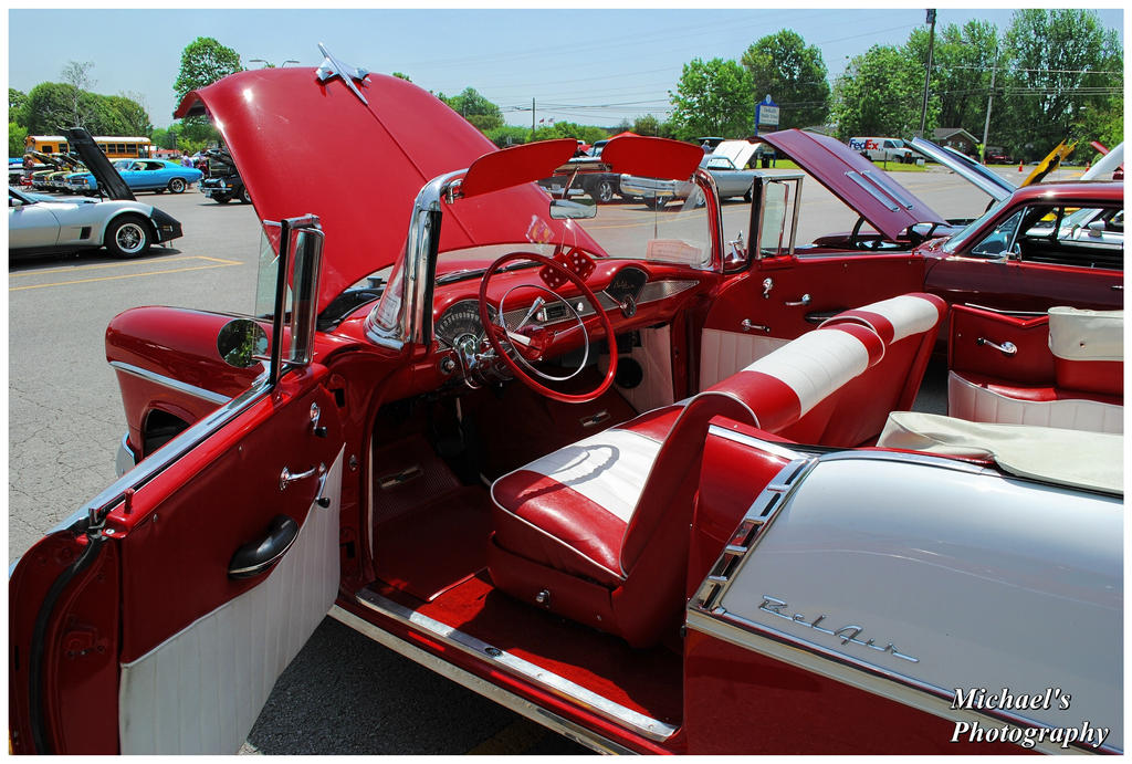 The Interior Of A 1955 Chevy Bel Air Convertible By
