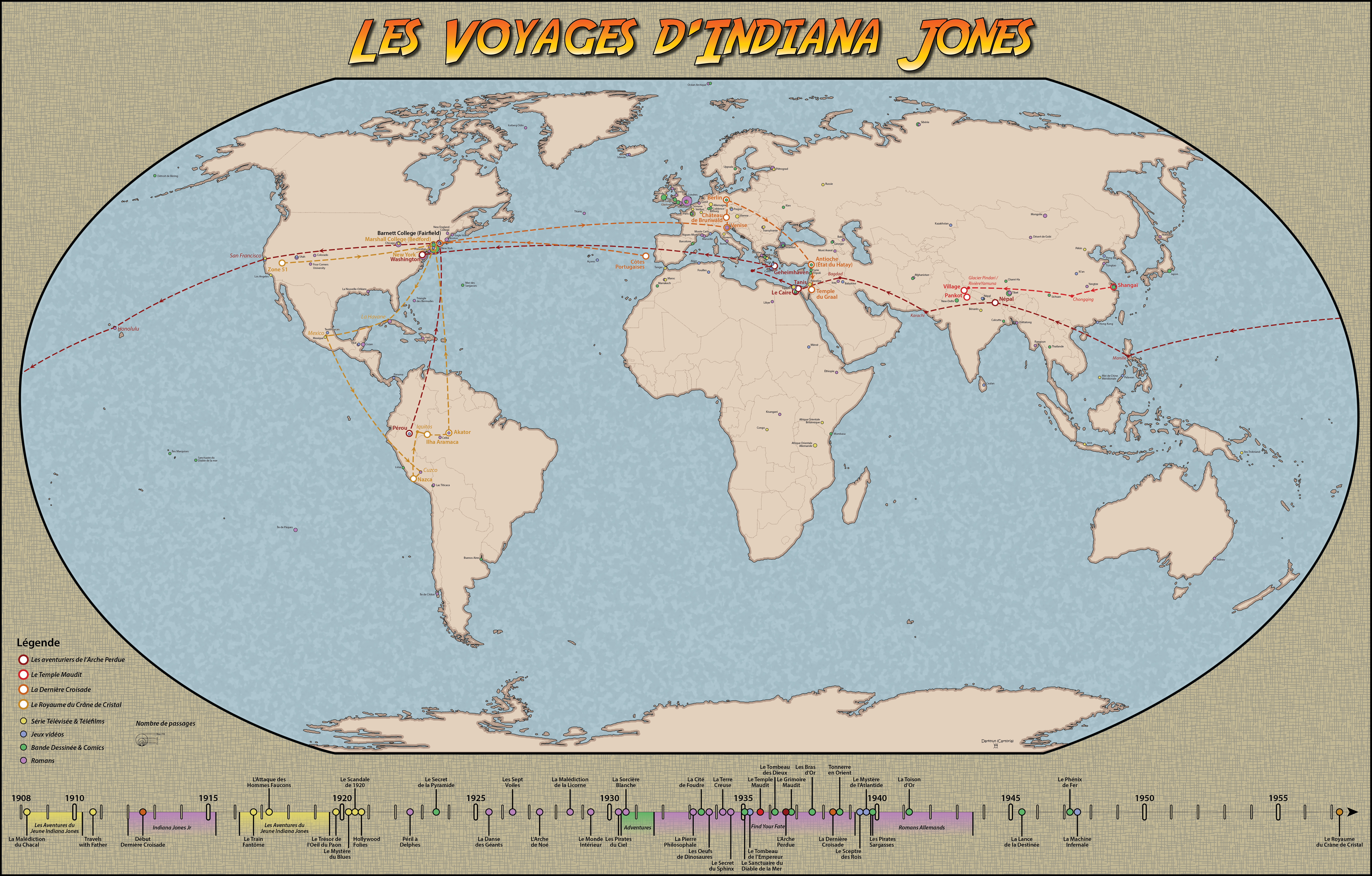 Cartes des voyages d'Indiana Jones by Cartoria on DeviantArt