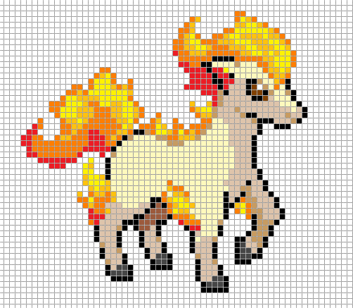 Ponyta Pixel Art Grid