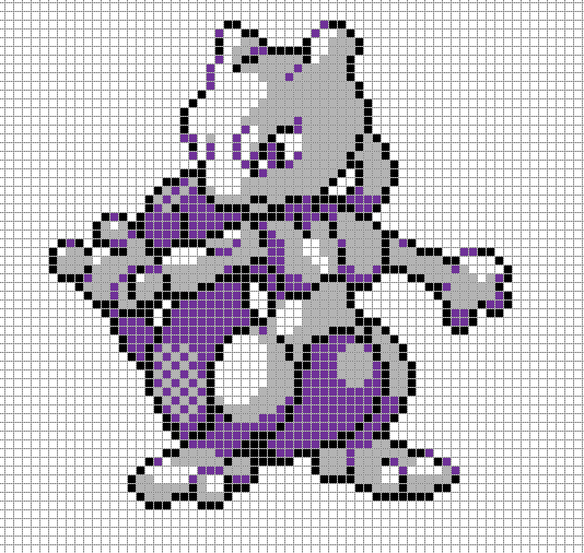 Mewtwo Pixel Art Grid