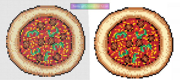 Meatball Pizza Pixel Art Template