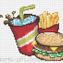 Fast Food Meal Pixel Art Grid