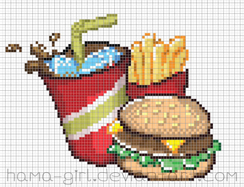 Fast Food Meal Pixel Art Grid by Hama-Girl on DeviantArt