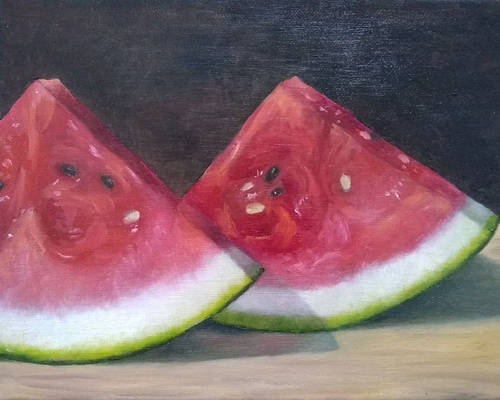 Watermelon Slices oil on canvas 8 x 10