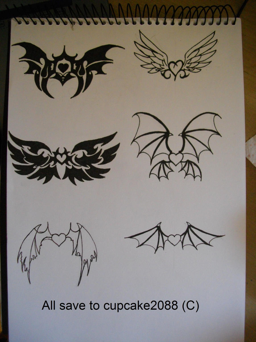 Heart wings tattoo desing