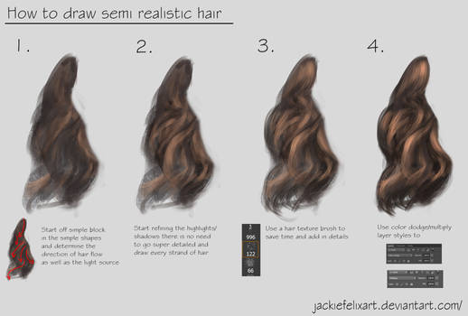 How to draw semi realistic hair tutorial