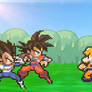 Mario Bros train with Goku and Vegeta