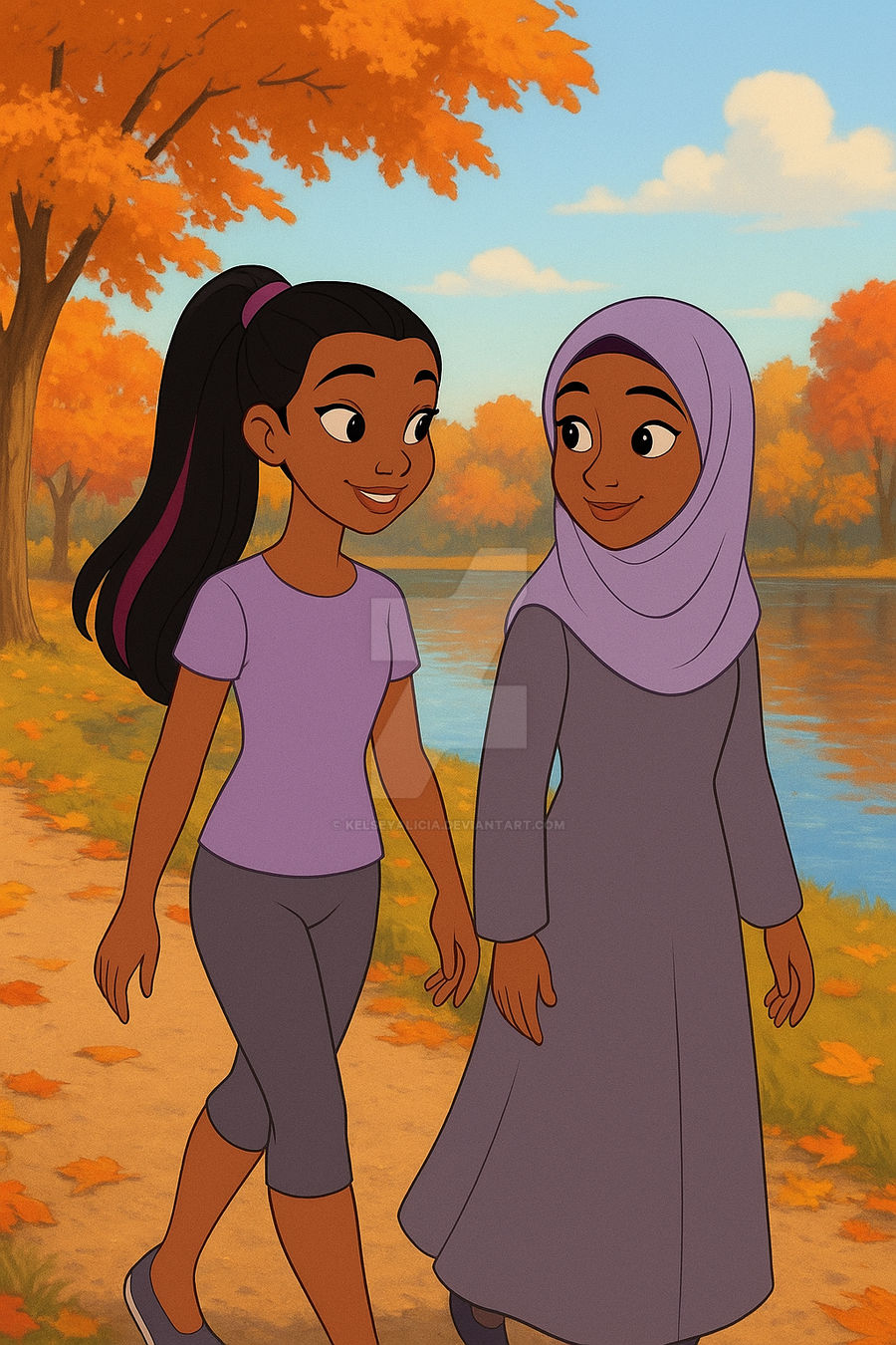 Penny and Imani by the lake