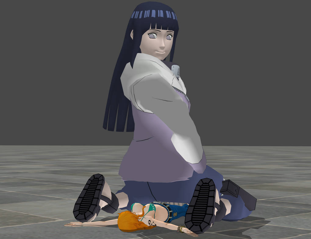 Giantess Hinata sits on Nami by SporemanJake on DeviantArt