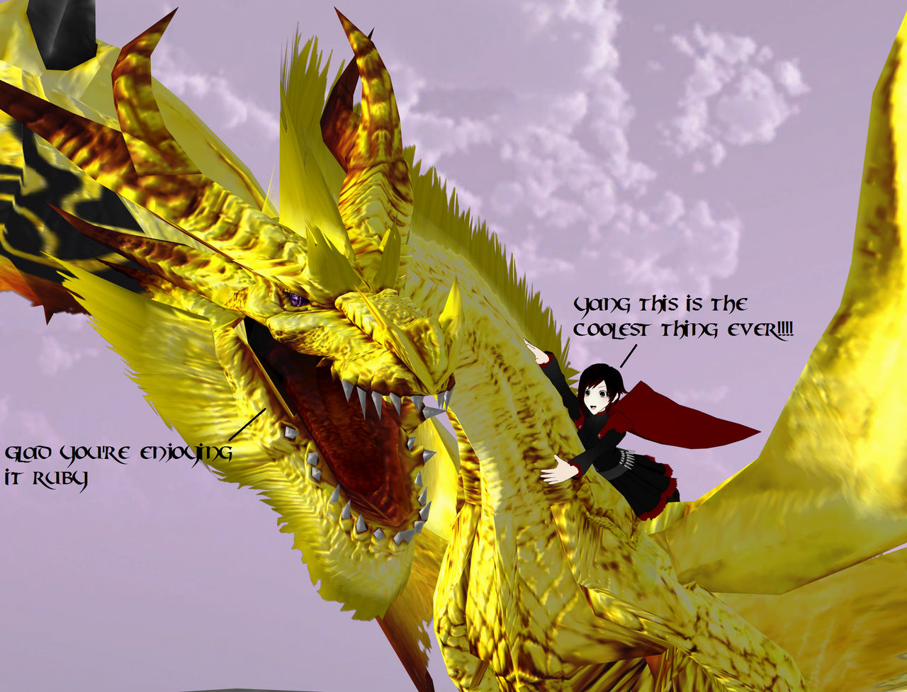 Ruby Rides Yang Fatalis by SporemanJake on DeviantArt