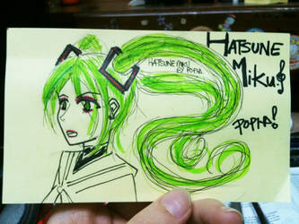 Hatsune Miku on Post-It.