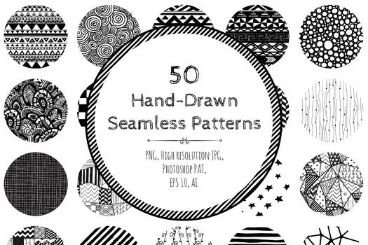 60% OFF! 50 Seamless Hand-Drawn Patterns