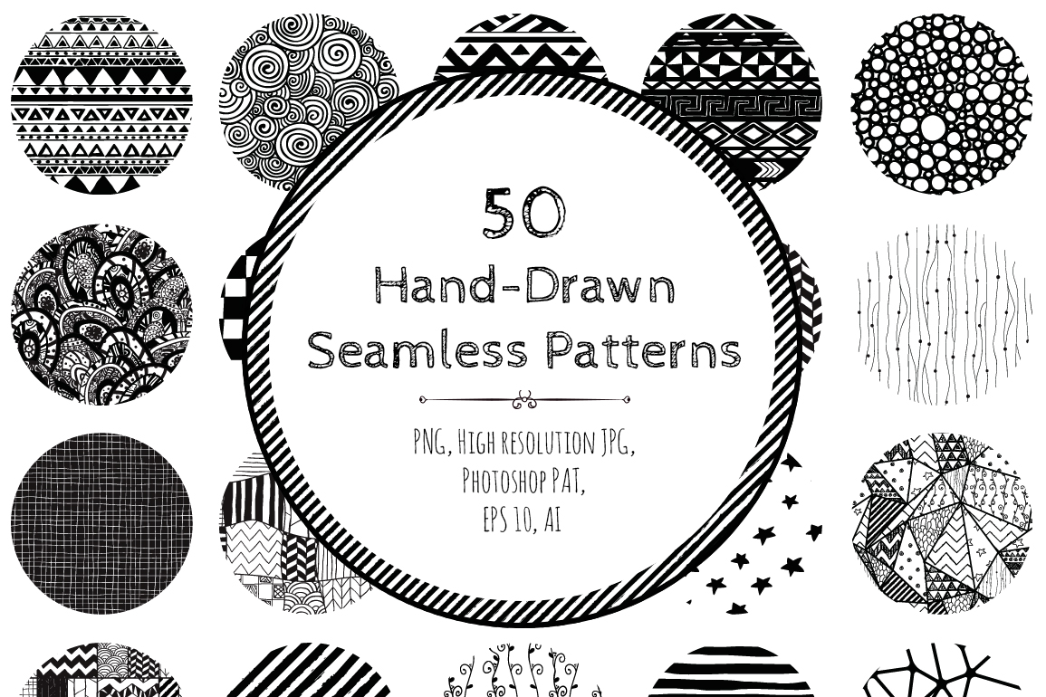 60% OFF! 50 Seamless Hand-Drawn Patterns