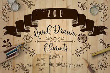 200 Decorative Elements Vector, PNG