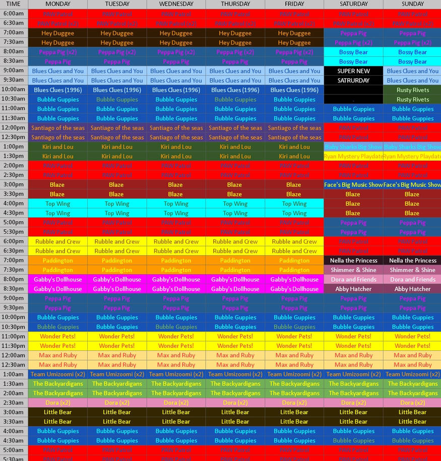 Nick Jr Schedule 2025
