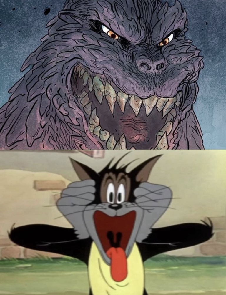 Godzilla Cat Godzilla scares Butch the Cat by marcusantony9 on DeviantArt