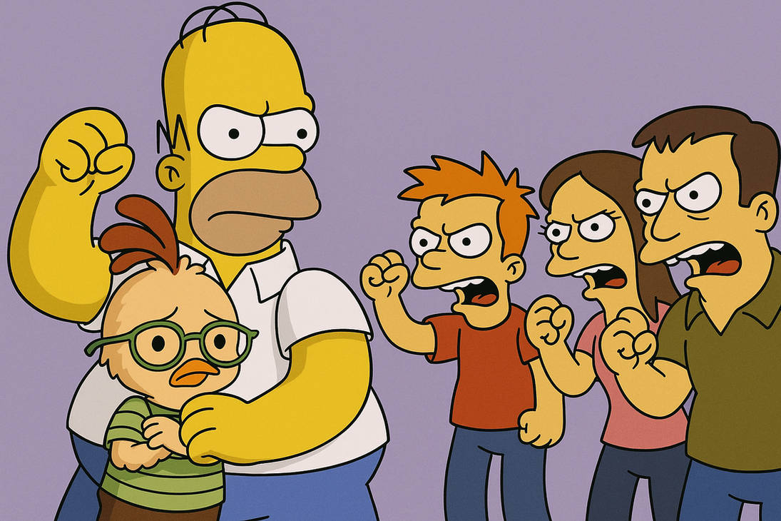 Computer Chicken Simpsons Homer Simpson protects chicken little by paddyamber on DeviantArt