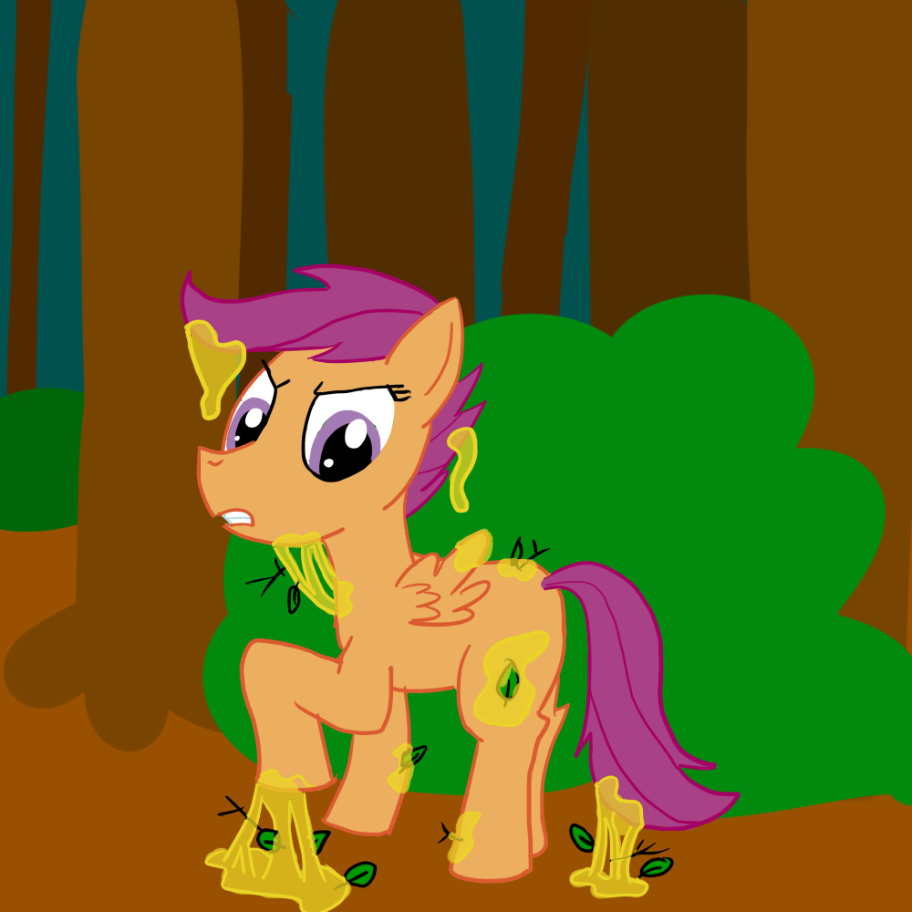 scootaloo gets covered in tree sap