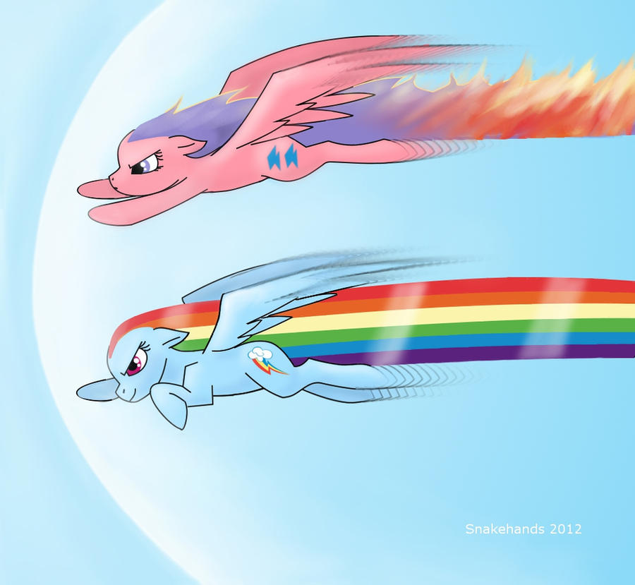 MLP Firefly and Rainbow Dash race