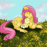 MLP Mama Posey and baby FlutterShy cuddles