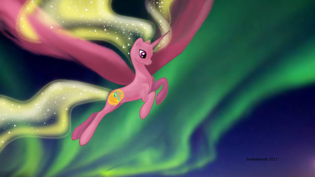 MLP OC Aurora Borealis in flight