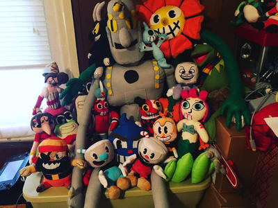 Reorganized my Cuphead plush collection by clock-guy on DeviantArt