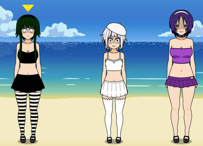 Yandere girls at the beach