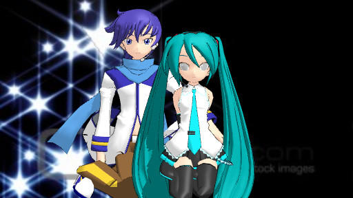 Kaito and Chibi Miku