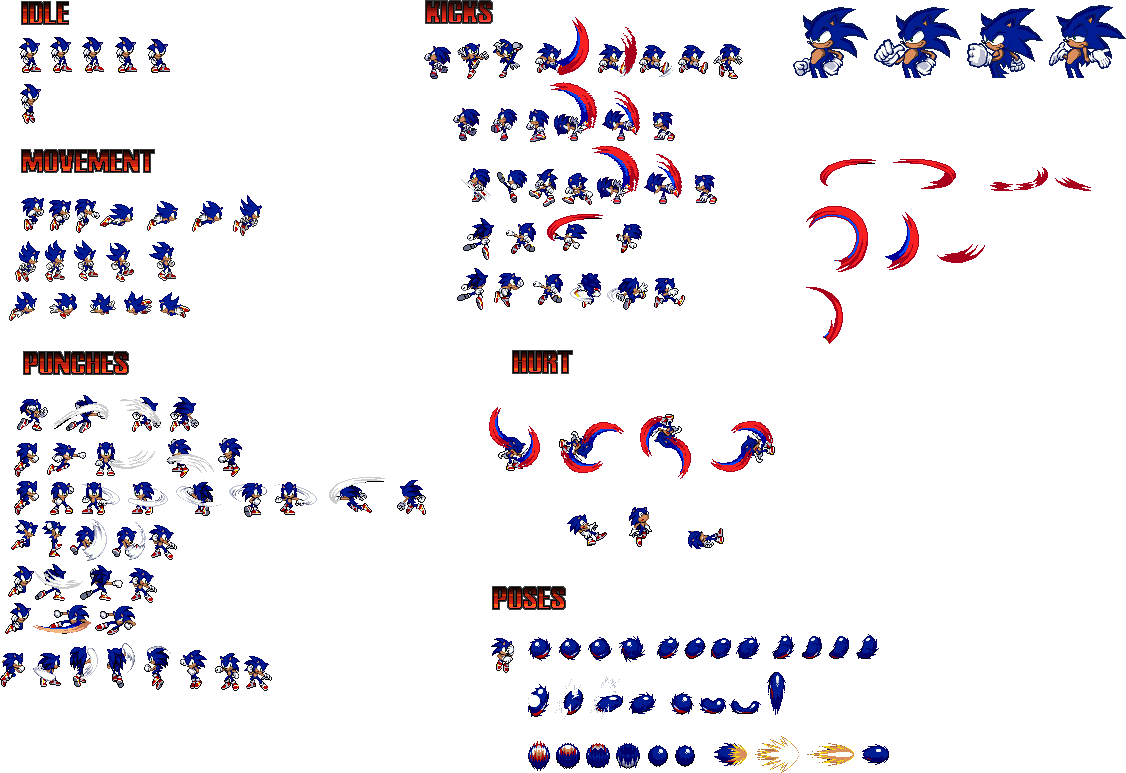 Custom Sonic Sprites (Original Palette) by MylesDeGreat on DeviantArt