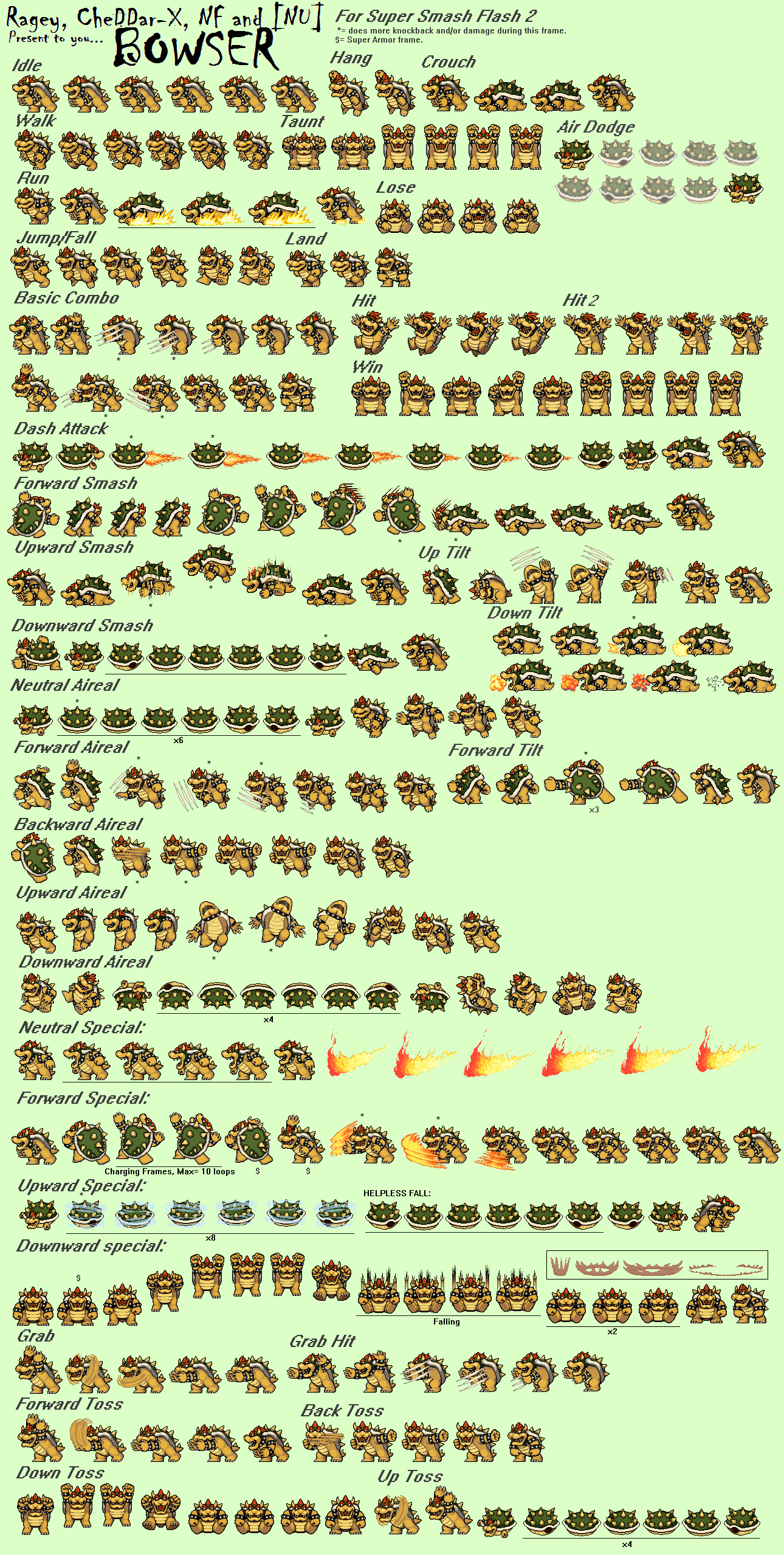 Super Smash Flash 2 Demo Bowser Sprites Original by WoodyXD2 on DeviantArt