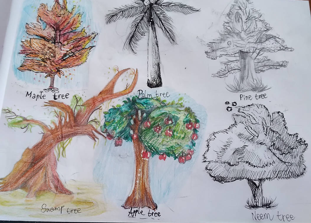 Draw Abstract Neem Tree How To Draw Easy Neem Tree
