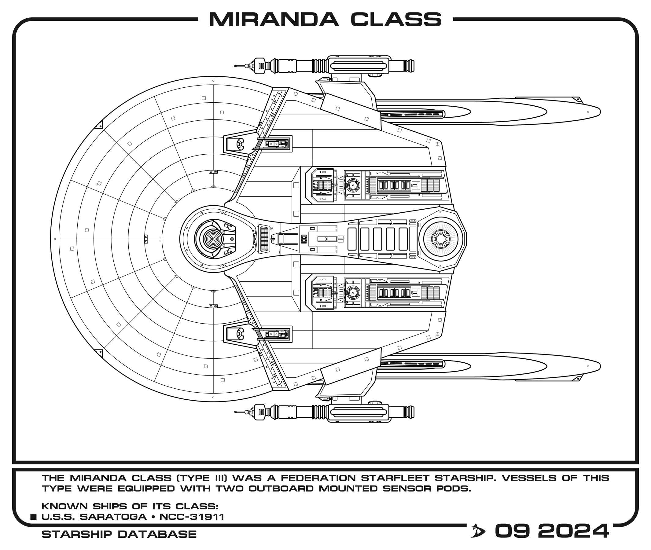 Miranda Class Miranda Class (Type III - Line Art) by Valdore17 on DeviantArt